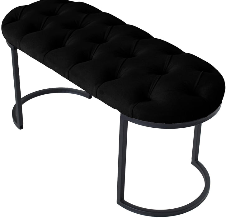 Elisse Siyah Metal Ayaklı Bench Puf