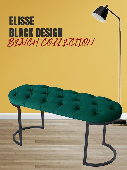 Elisse Siyah Metal Ayaklı Bench Puf