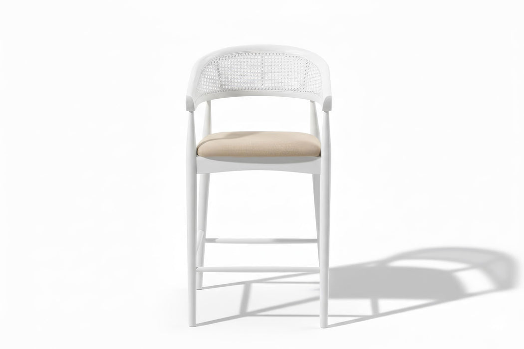 Gazel Bambu Hasırlı Ahşap Bar Sandalyesi