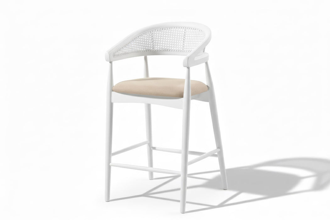 Gazel Bambu Hasırlı Ahşap Bar Sandalyesi