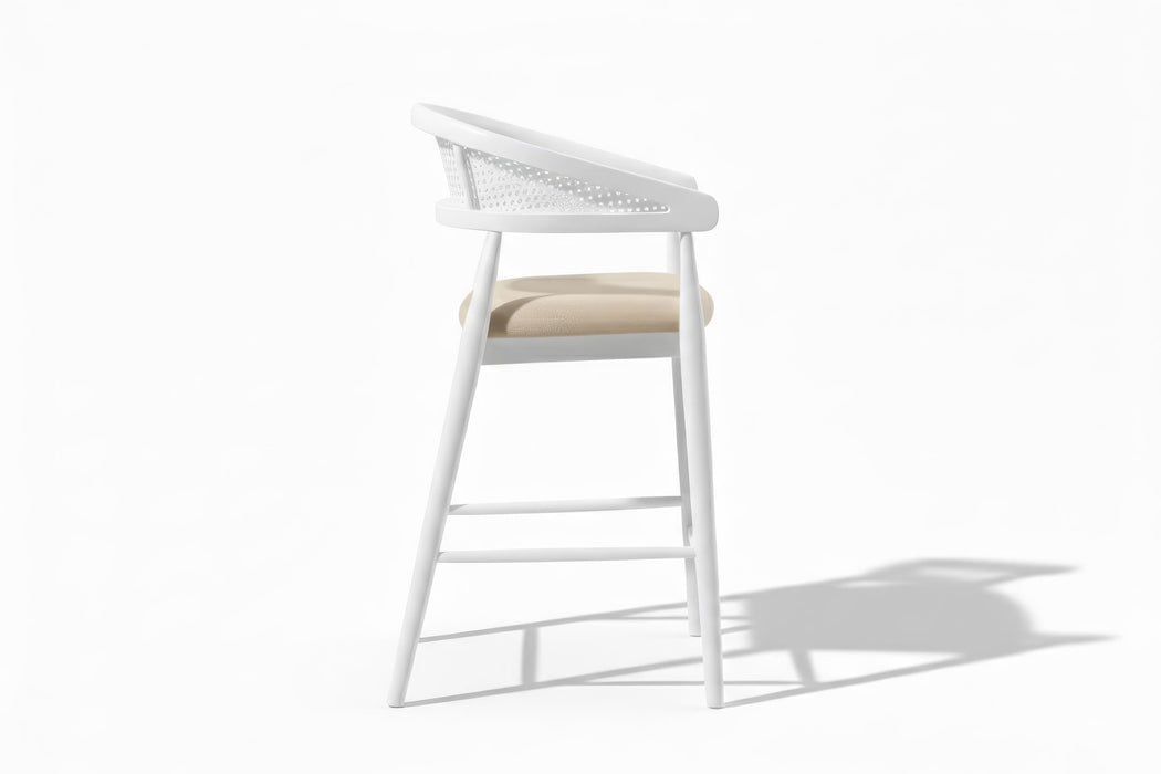 Gazel Bambu Hasırlı Ahşap Bar Sandalyesi