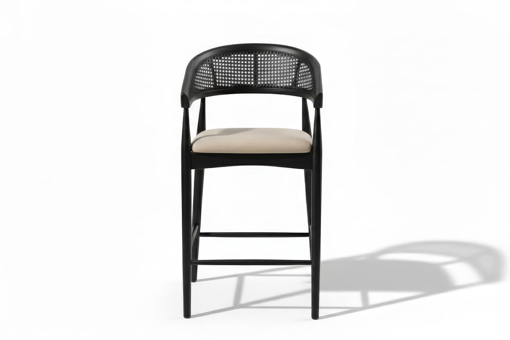 Gazel Bambu Hasırlı Ahşap Bar Sandalyesi