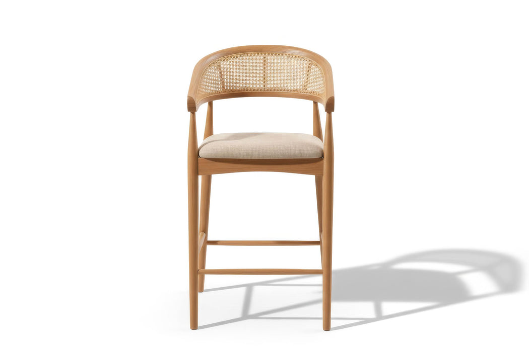 Gazel Bambu Hasırlı Ahşap Bar Sandalyesi