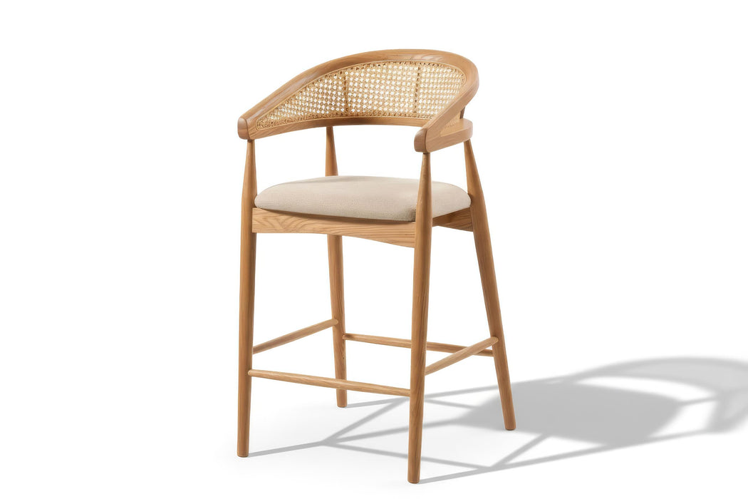 Gazel Bambu Hasırlı Ahşap Bar Sandalyesi