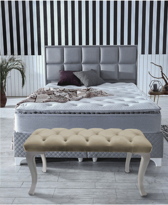 Gazzini Classic Chester Model Kapitoneli Puf, Beyaz