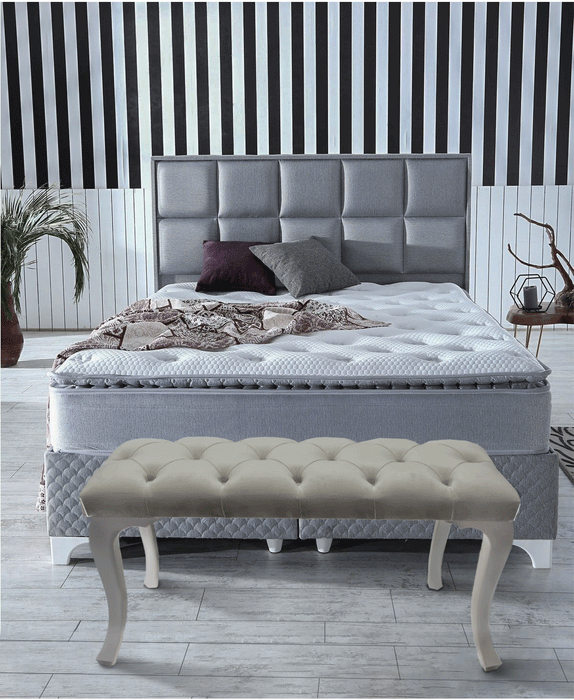 Gazzini Classic Chester Model Kapitoneli Puf, Beyaz