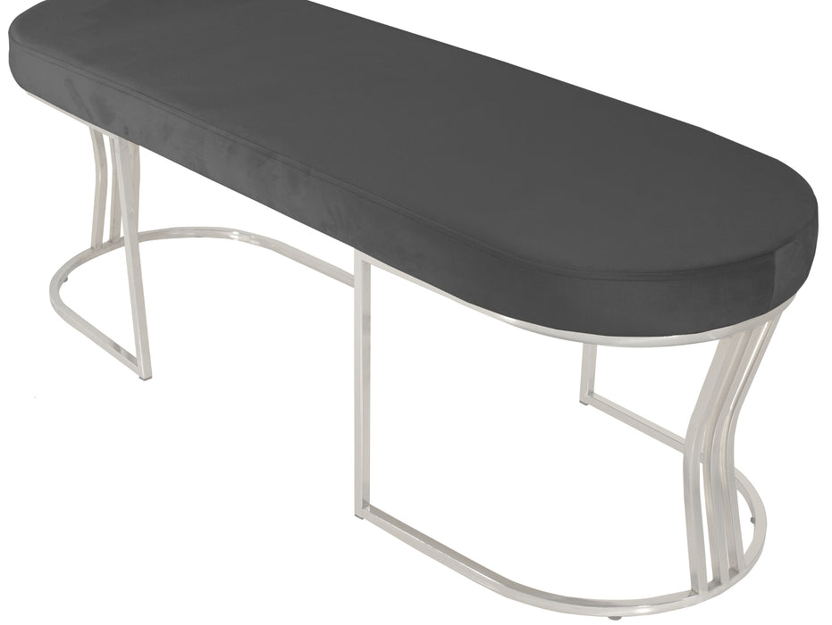 Viego Silver Smooth Puf - Lüks Metal Gümüş Ayak, Chester Model Yatak Ucu Bench Puf