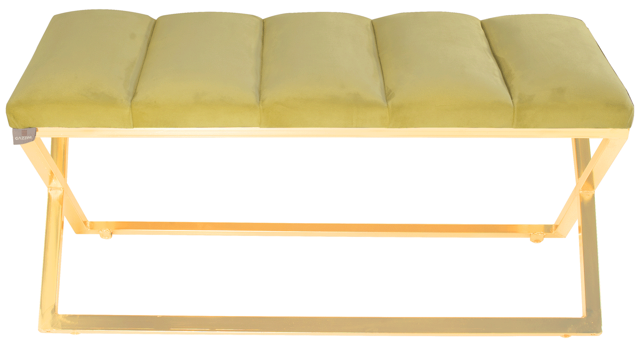 Varcera Gold Puf - Gold Kaplama Metal Ayaklı Dilimli Model Bench Puf