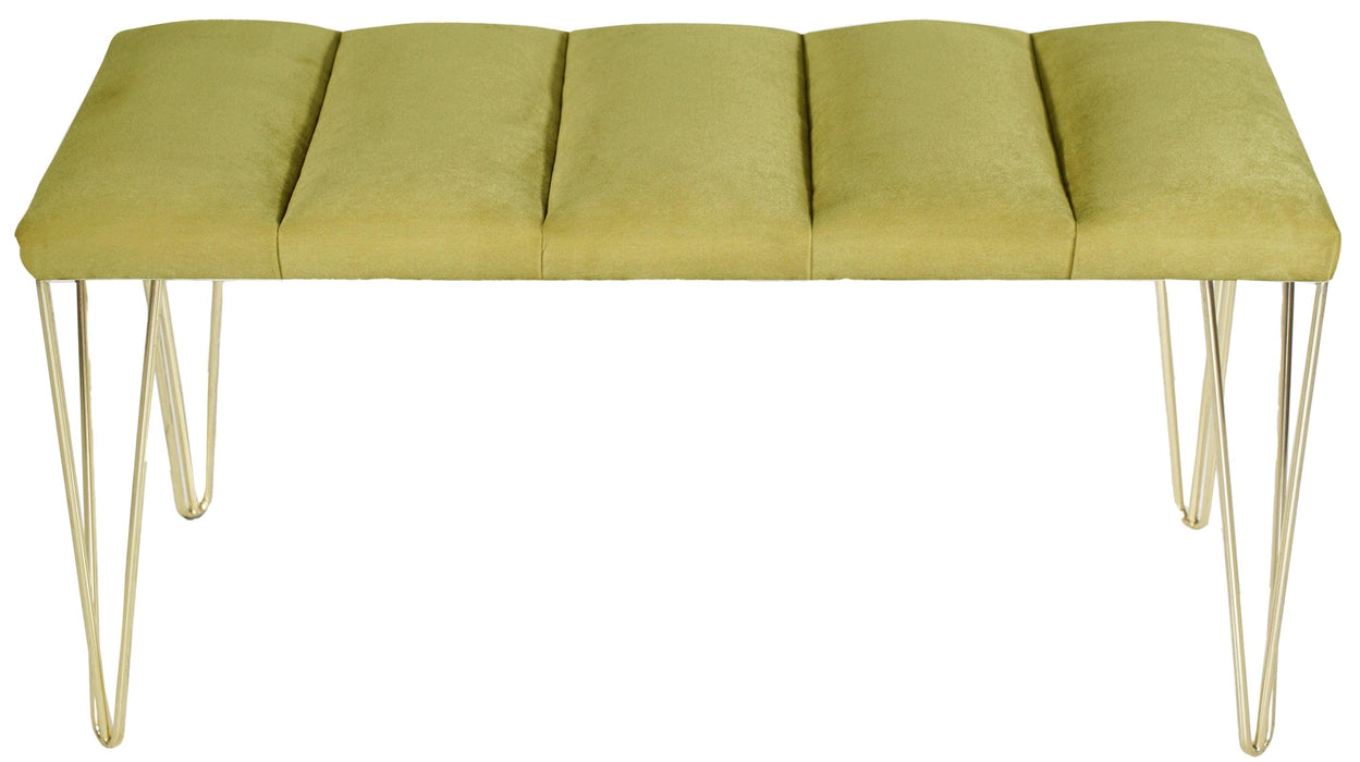 LUSTRO GOLD PUF- Dilimli Model Gold Metal Ayaklı Puf,Bench