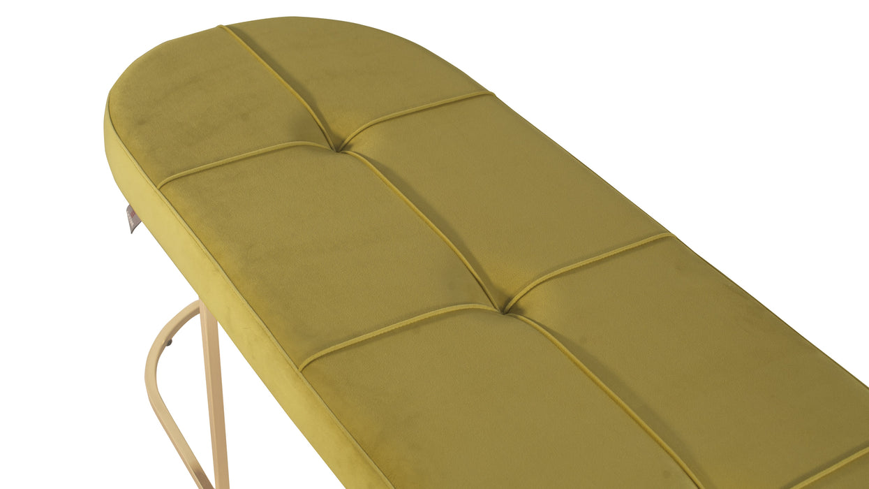 Viego Gold Exclusive Puf - Lüks Metal Gold Ayak, Chester Model Yatak Ucu Bench Puf