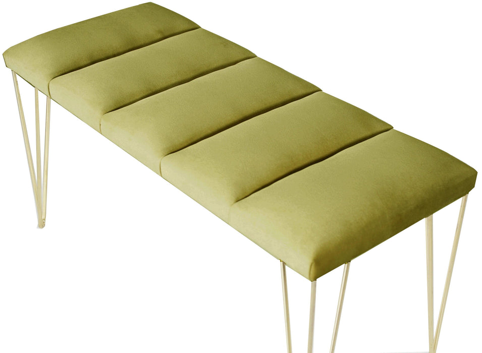 LUSTRO GOLD PUF- Dilimli Model Gold Metal Ayaklı Puf,Bench