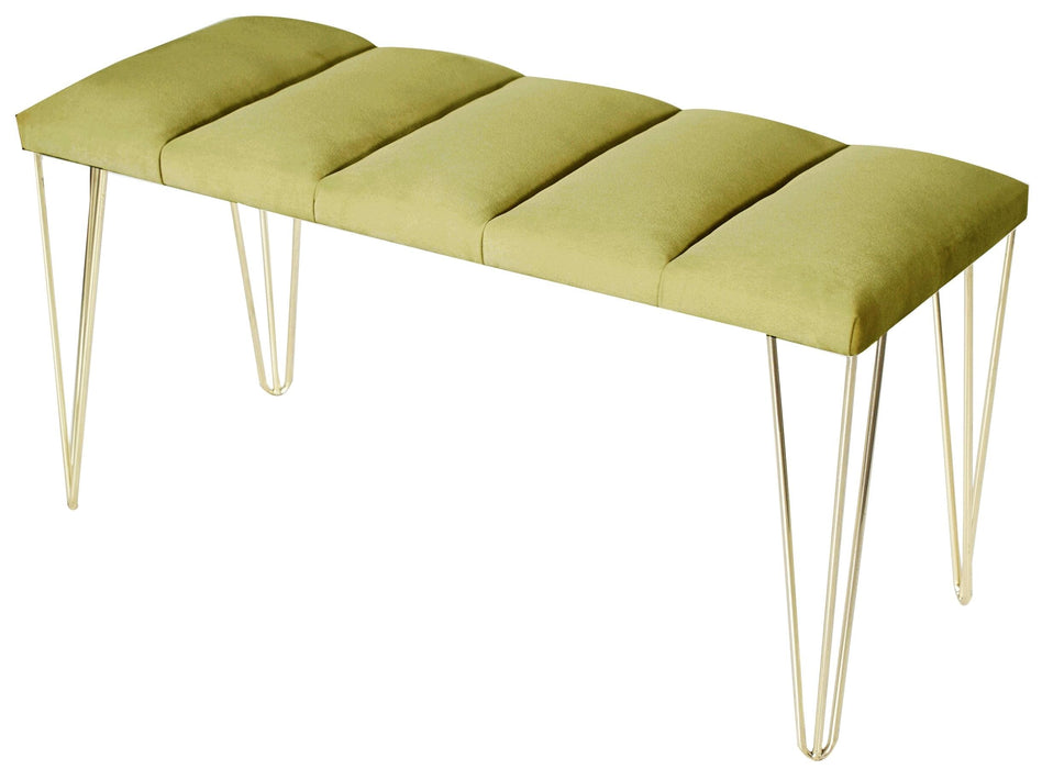 LUSTRO GOLD PUF- Dilimli Model Gold Metal Ayaklı Puf,Bench