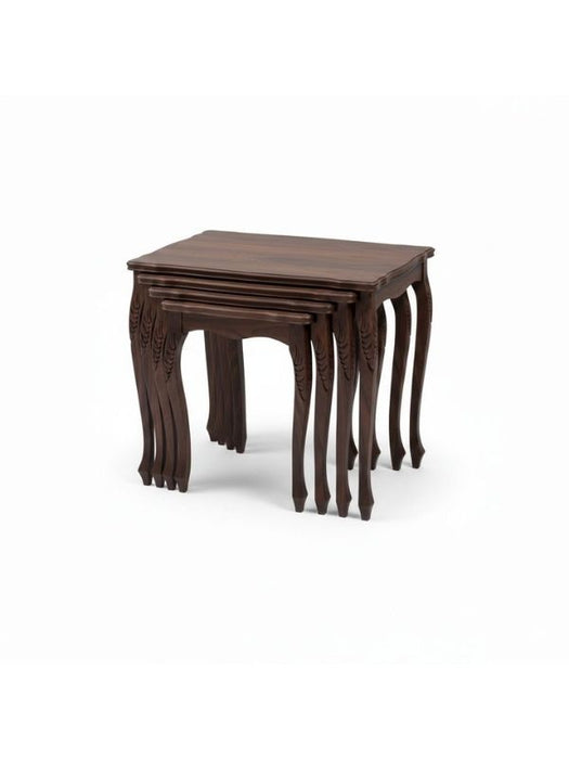 Heritage Lükens Oymalı 4'lü Ahşap Zigon Sehpa