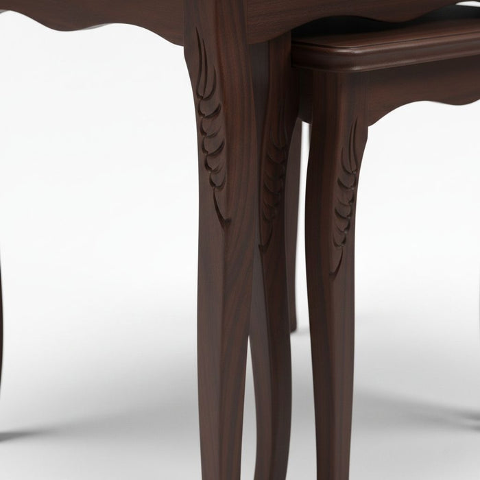 Heritage Lükens Oymalı 4'lü Ahşap Zigon Sehpa