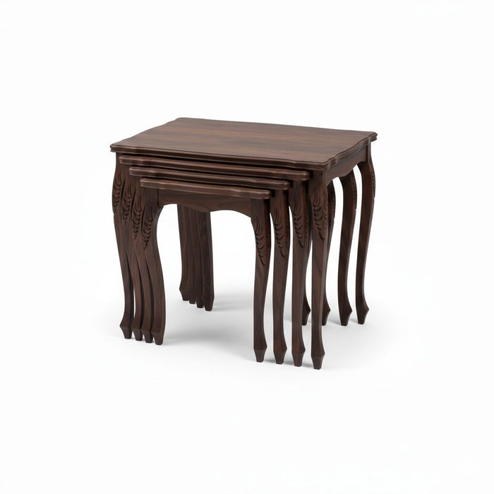 Heritage Lükens Oymalı 4'lü Ahşap Zigon Sehpa