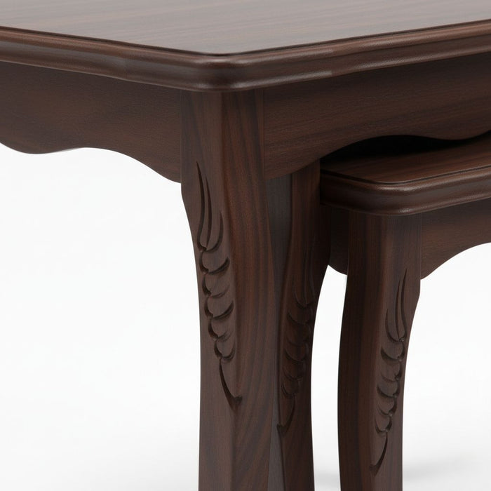 Heritage Lükens Oymalı 4'lü Ahşap Zigon Sehpa