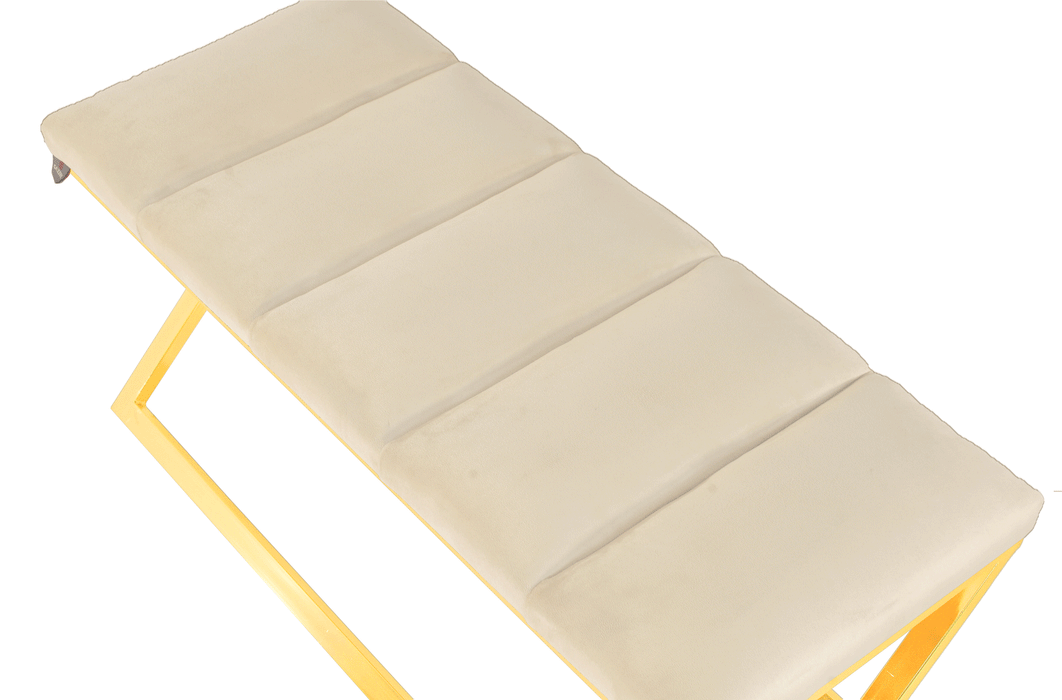 Varcera Gold Puf - Gold Kaplama Metal Ayaklı Dilimli Model Bench Puf