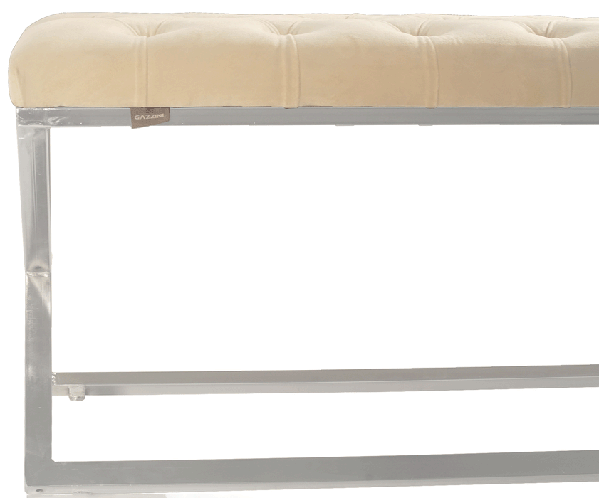 Varcera Silver Puf - Gümüş Kaplama Kapitoneli Chester Model Bench Puf