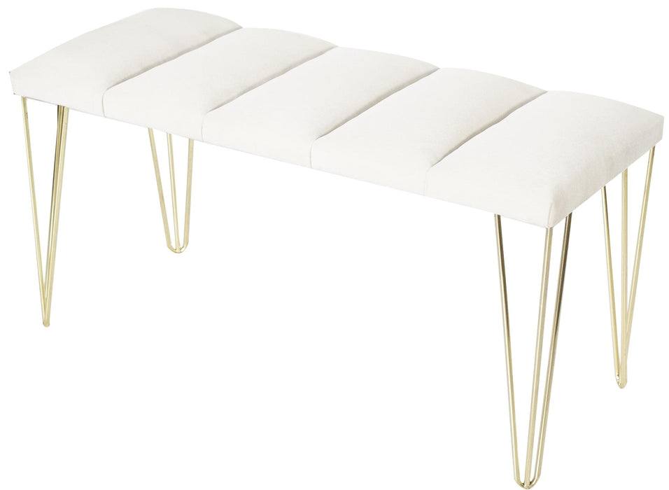 LUSTRO GOLD PUF- Dilimli Model Gold Metal Ayaklı Puf,Bench