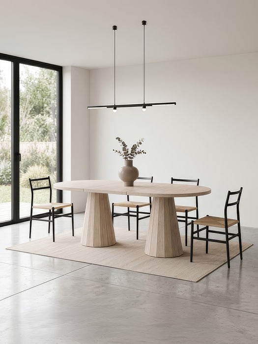 Ligna Traverten Açılır Oval Yemek Masası 90x160+30