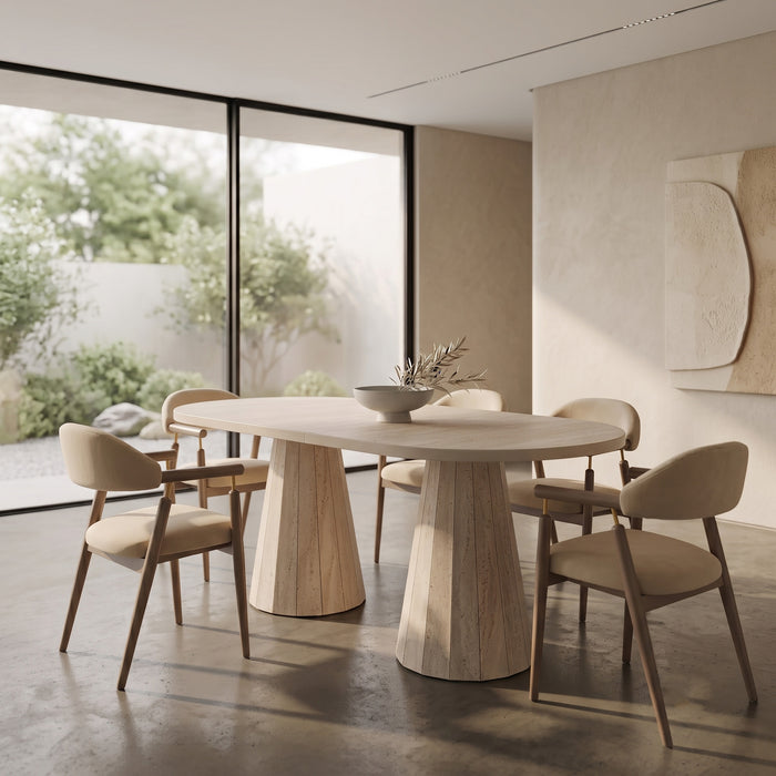 Ligna Traverten Açılır Oval Yemek Masası 90x160+30