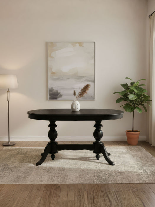 Lindon Çift Baba Ayaklı Açılır Masif Ahşap Oval Yemek Masası 100x170