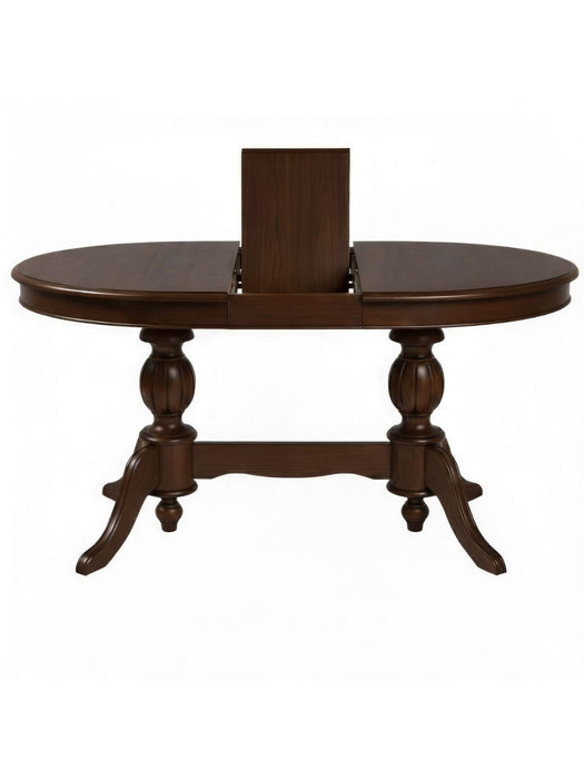 Lindon Çift Baba Ayaklı Açılır Masif Ahşap Oval Yemek Masası 100x170