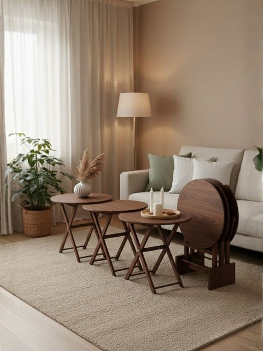 Loop 4'lü Ahşap Çanta Zigon Sehpa