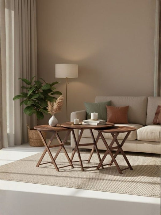 Loop 4'lü Ahşap Çanta Zigon Sehpa