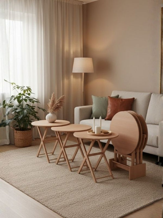 Loop 4'lü Ahşap Çanta Zigon Sehpa