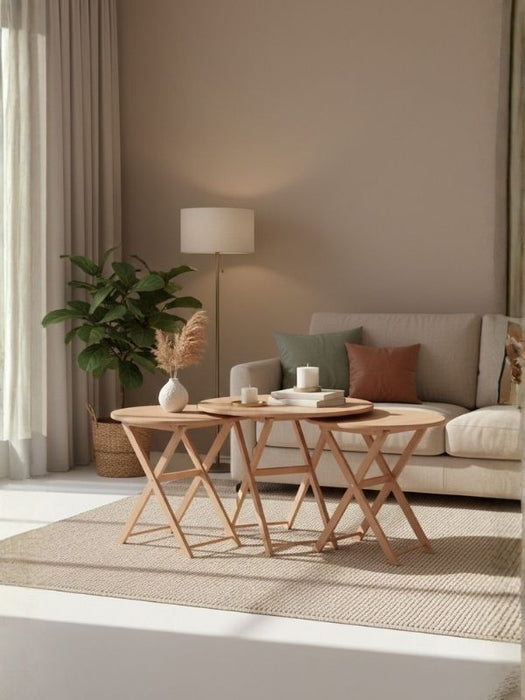 Loop 4'lü Ahşap Çanta Zigon Sehpa