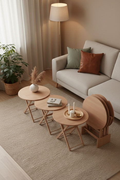 Loop 4'lü Ahşap Çanta Zigon Sehpa