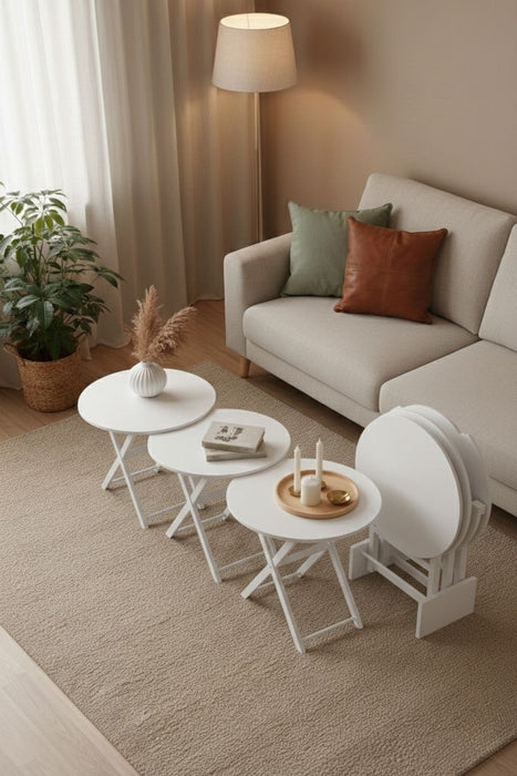 Loop 4'lü Ahşap Çanta Zigon Sehpa