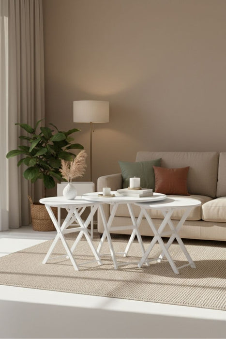 Loop 4'lü Ahşap Çanta Zigon Sehpa