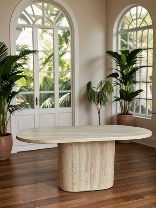 Lucca Oval Traverten Masa, 90x170