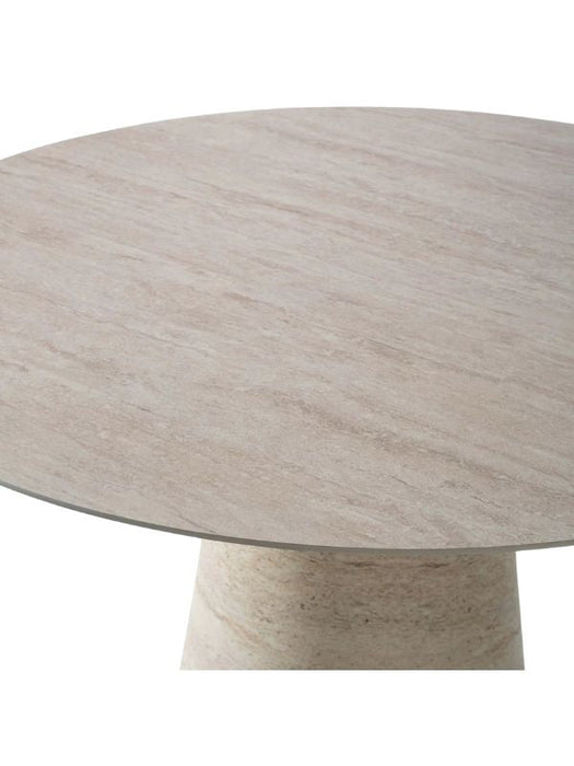 Lucca Yuvarlak Traverten Masa, Konik 120x120