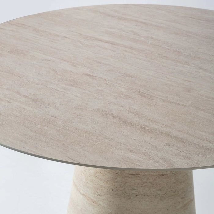 Lucca Yuvarlak Traverten Masa, Konik 120x120
