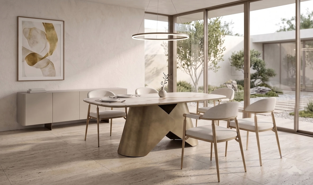 Lumina Gold İtalyan Still Porselen Yemek Masası 90x190