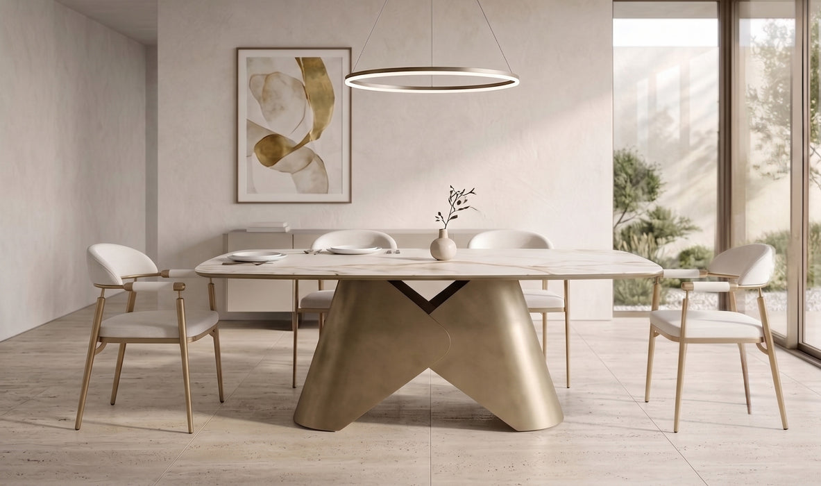 Lumina Gold İtalyan Still Porselen Yemek Masası 90x190