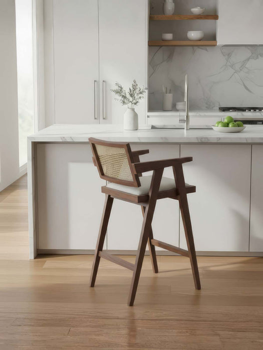 Luna Hazeranlı Ahşap Bar Sandalyesi