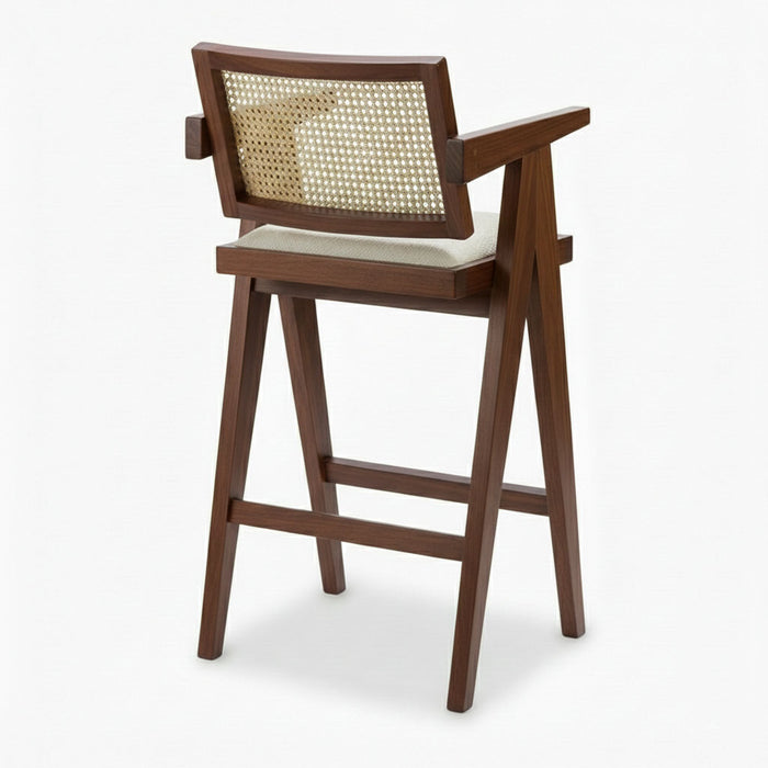 Luna Hazeranlı Ahşap Bar Sandalyesi