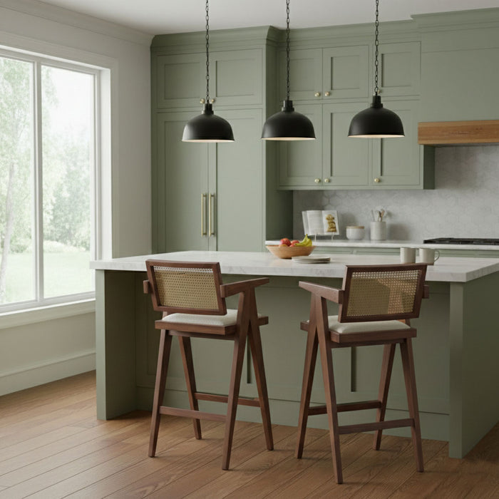 Luna Hazeranlı Ahşap Bar Sandalyesi