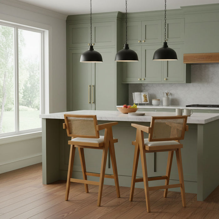 Luna Hazeranlı Ahşap Bar Sandalyesi