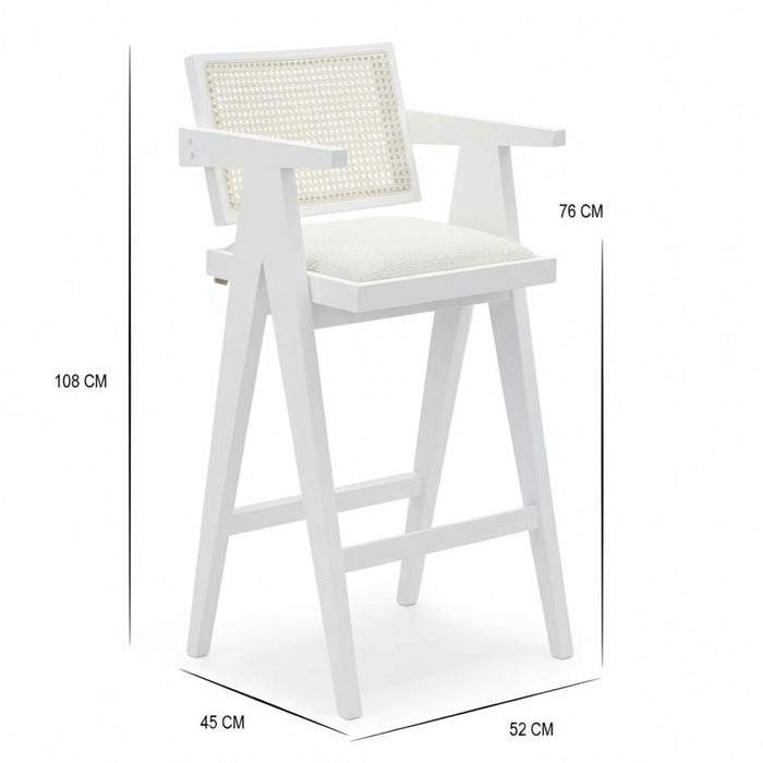 Luna Hazeranlı Ahşap Bar Sandalyesi