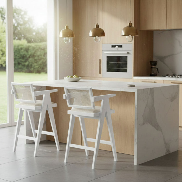 Luna Hazeranlı Ahşap Bar Sandalyesi