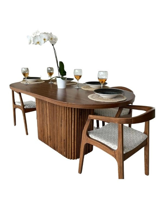 Luna Oval Ceviz Ahşap Bohem Masa 80x150