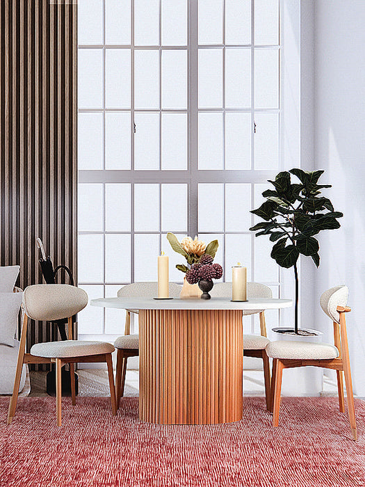 Luna Oval Natural Ahşap Bohem Masa 80x150