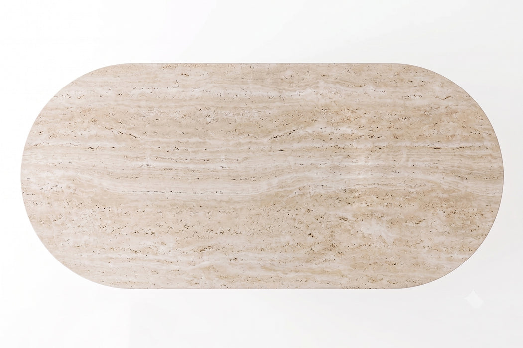 Lunera Traverten Oval Yemek Masası