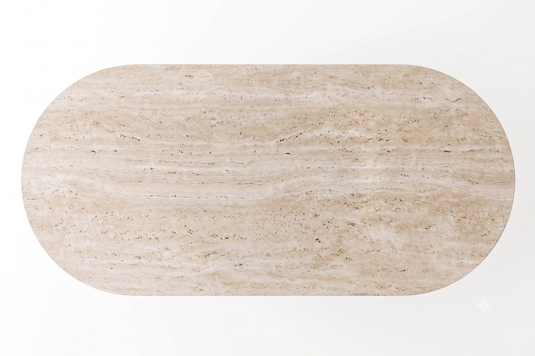 Lunera Traverten Oval Yemek Masası