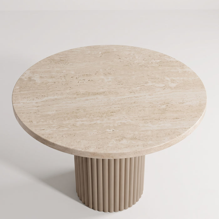 Lunera Traverten Yuvarlak Yemek Masası 120x120